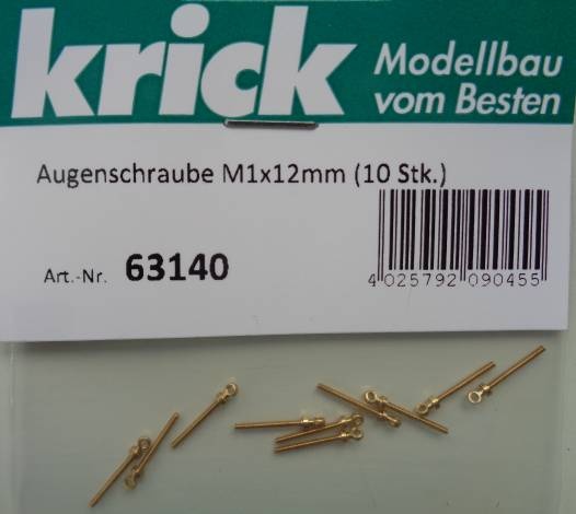 Augenschrauben,  M 1 x 12 mm, 10 Stück