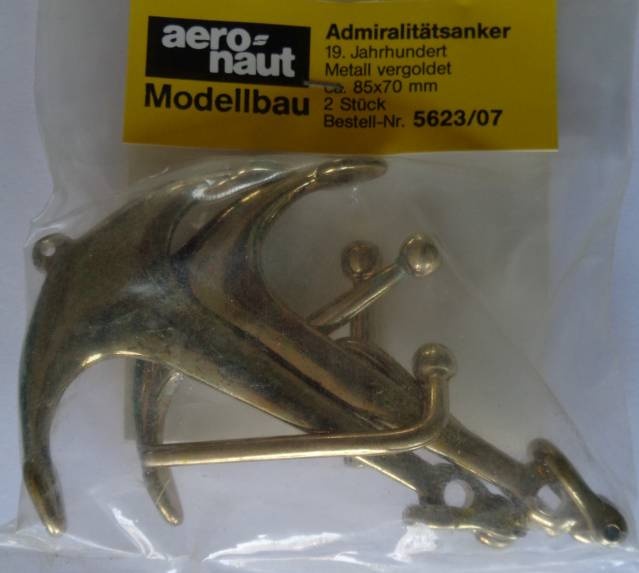 Admiralsanker 85 x 70 mm, Metall vergoldet, 2 Stück