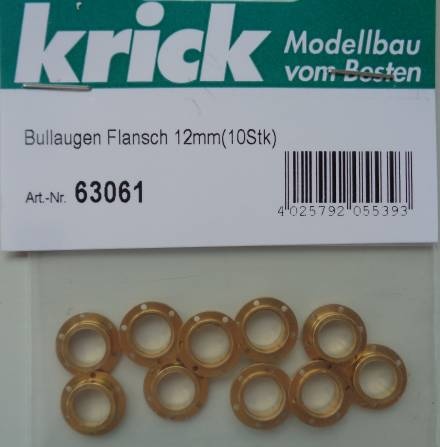 Bullaugen mit Flansch 12mm (10Stück)