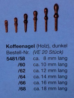 Koffeenägel (Holz), dunkel, 14 mm, 20 Stück