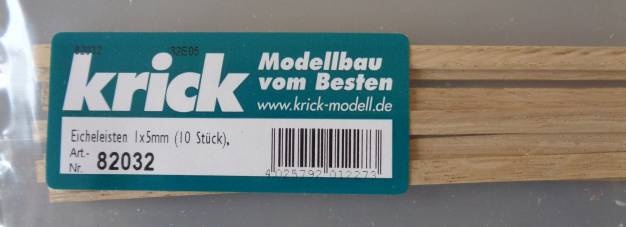 Eichenleisten 1x5mm (10 Stück), 1 m lang