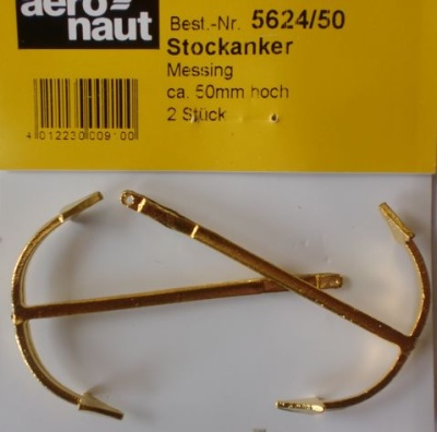 Stockanker, metall, Höhe 51mm, Breite 35 mm, 2 Stück