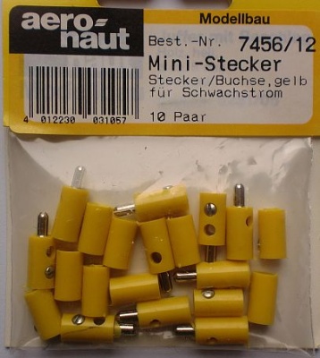 Mini-Stecker, Schwachstrom-Stecker u. Buchse, 10 Paar, gelb