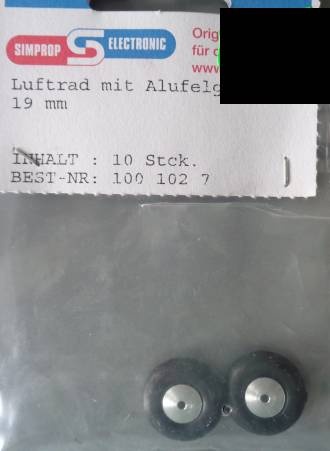 Lufträder m. Alufelge, weich,2 Stück, Au-Ø  19 mm/1xvorr.