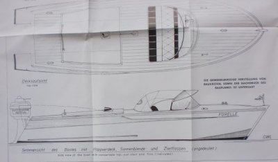 Forelle Sportboot 37cm Außenbordmotor Set Neu Motorboot aero-naut 
