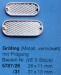 Gräting (Metall, vernickelt) m. Prägung, 31 x 13 mm, 5 Stück