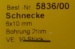 Schnecke, Messing,  6 x 10 mm, 10 Stück