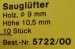 Sauglüfter Holz, grau lackiert,  9 x 11 mm hoch, 10 Stück