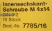 Innen-Sechskant-Schraucben, M 4 x  14, 10 Stück