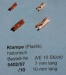 Klampe, Plastik,  historisch,  7 mm lang, 10 Stück