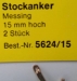 Stockanker, metall, Höhe 17mm, Breite 15 mm, 2 Stück